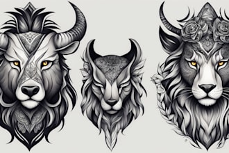 create a unique animal tattoo design in realistic style