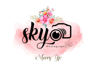 design a watercolor boho botanical floral and custom logo