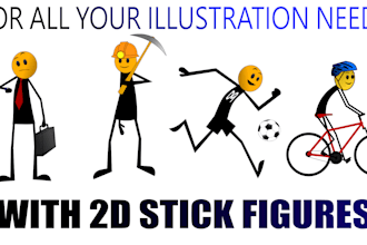 draw a stunning 2d stickman or doodle for your project