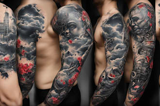 do premium trash polka design , sleeve tattoo