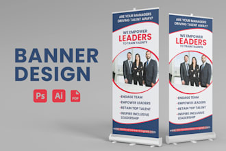 design printable roll up, pop up, retractable, trade show banner for exhibition