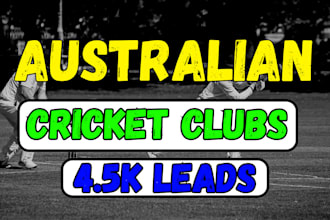 provide 4k active australian cricket clubs database and leads