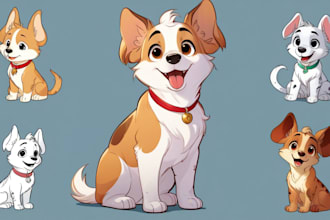 make detailed disney cartoon pet portrait from your images