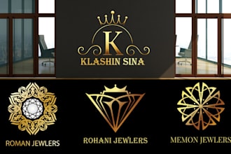 make logo for jewelry, crown, crest, urban, heraldic, botique, glitter, fashion
