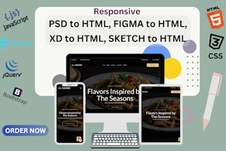 psd to HTML, figma to HTML, xd to HTML, sketch to HTML