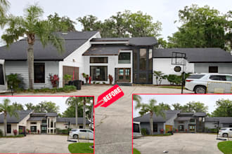 change wall and house color exterior, interior on photoshop