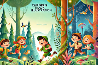 illustrate children storybook, christmas caricature, kids story illustration