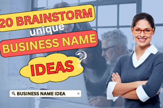 brainstorm 20 unique business name ideas with logo inspiration