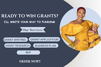 write grant proposals, do grant research, business plans and pitch decks