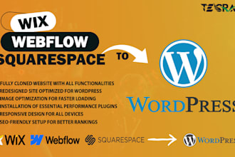 convert, clone or migrate your wix, webflow or squarespace website to wordpress