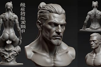 sculpt 3d model, action figure, miniature, 3d head for 3d printing, 3d stl file
