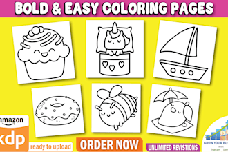 draw bold and easy coloring book for amazon KDP