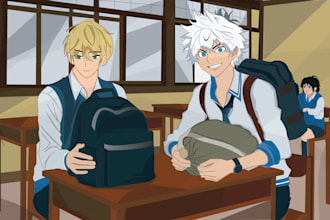 draw anime and manga art style illustration