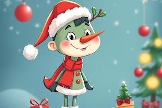 draw a cute christmas themed cartoon character