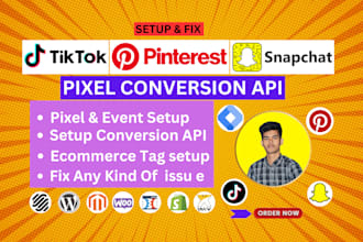 setup and fix tiktok pixel, pinterest tag, snapchat pixel and more with gtm