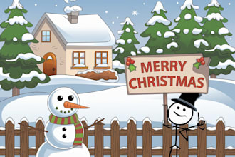 draw a cartoon christmas card