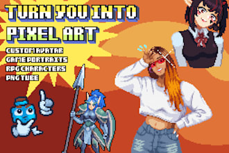 draw custom pixel art portrait of you, character or avatar