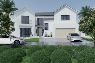 custom house design and rendering  in sketchup