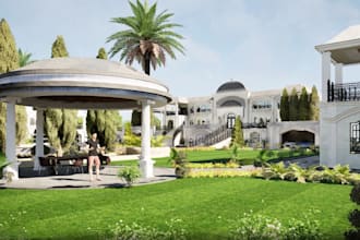 accurate landscape design, sketchup model, garden, penthouse, 3d interior render