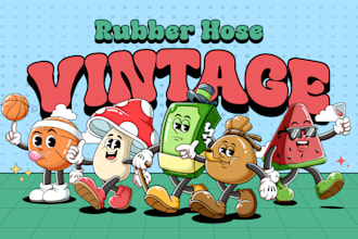 draw vintage retro and rubber hose 30s cartoon character mascot illustration
