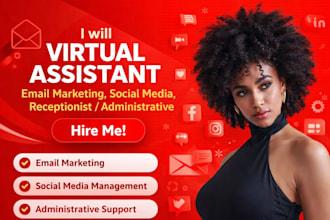virtual assistant email marketing social media receptionist administrative