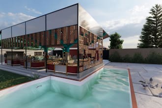 3d commercial interior design, 3d restaurant, bathroom, hospital,coffee shop,gym