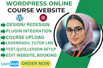 revamp develop learndash setup online course upload wordpress amelia website