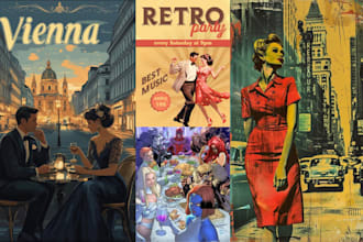 design event flyer vintage music concert flyer retro party movie travel poster