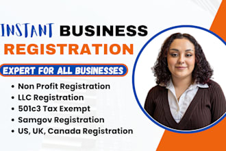 501c3 non profit registration, llc, samgov registration, US, UK canada cra, cio