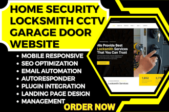 design locksmith website home security garage door cctv home improvement website