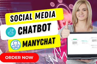 create a chatbot for facebook messenger, instagram, website using manychat