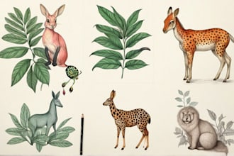 draw animal and botanical illustrations