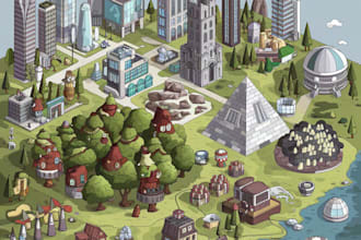 draw a unique vector or isometric map