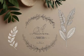 design hand drawn botanical boho minimalist logo