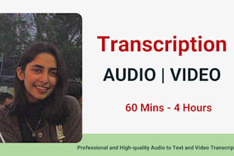 transcribe audio to text and do video transcription in 12hrs