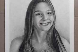 sketch a custom charcoal drawing, pencil portrait from photo