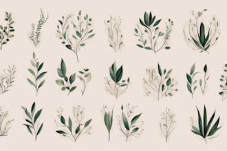 design drawn botanical boho minimalist logo