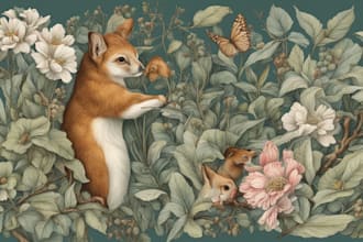 draw an animal and botanical illustration