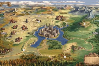 draw a custom map for fantasy, scifi, book or boardgame