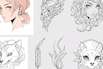 create minimalist line art tattoo with my style