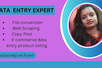 do  data entry, copy paste, web scraping, shopify data entry