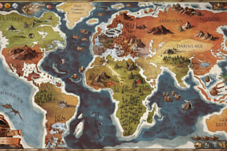 make fantasy map illustration for dnd, novels and games