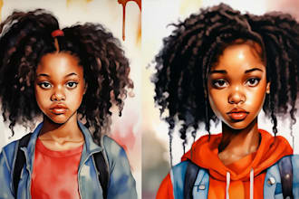 draw african american children book illustration for kids