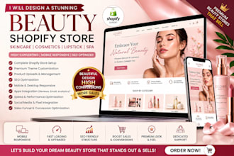 design beauty website lipstick, spa, skincare shopify store beauty shopify store