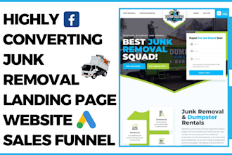 design junk removal landing page dumpster website hauling sales funnel