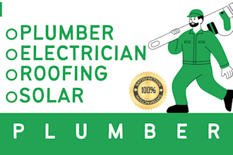 make custom plumber, electrician, handyman, roofing, or solar website for you