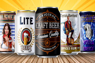 design label for beer, can, energy drinks, beverages, juice, soda, margarita