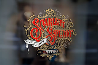 design attractive vintage tattoo and hand lettering logo
