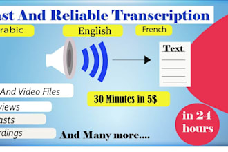 do english, arabic and french video and audio transcription