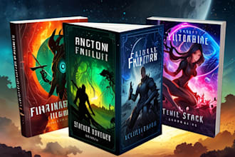create professional fantasy book cover and sci fi book cover